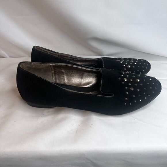 Sole Senseability Black Slip On Studded Jeweled Toe Flat Ballet Shoe Size 9M - Picture 4 of 10